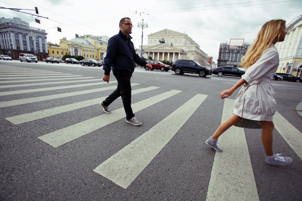 Moscow. pedestrian crossing near Bolshoy theater. 21.08.2012