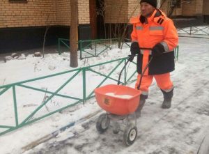Более четырех тонн реагентов получили жилищно-коммунальные службы Мещанского района. Фото: пресс-служба района